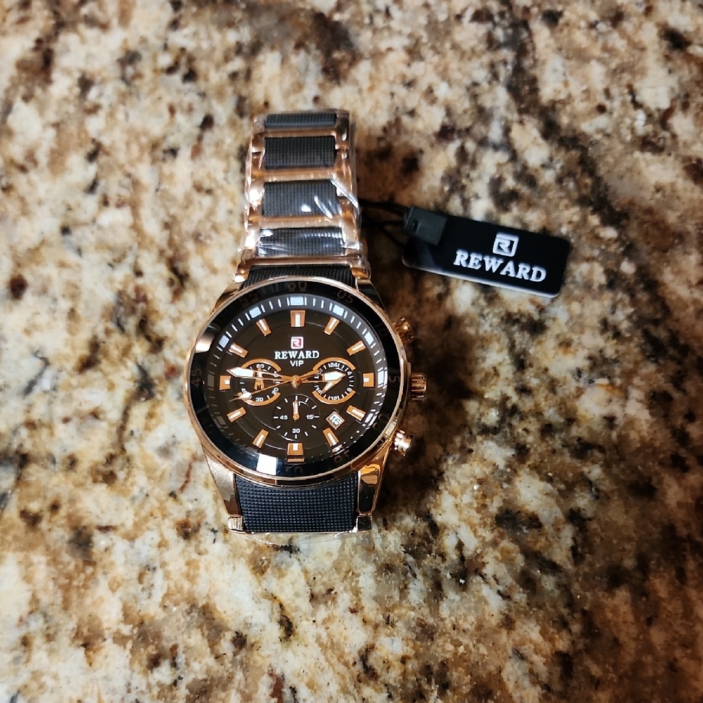 Men's Black and Gold Watch